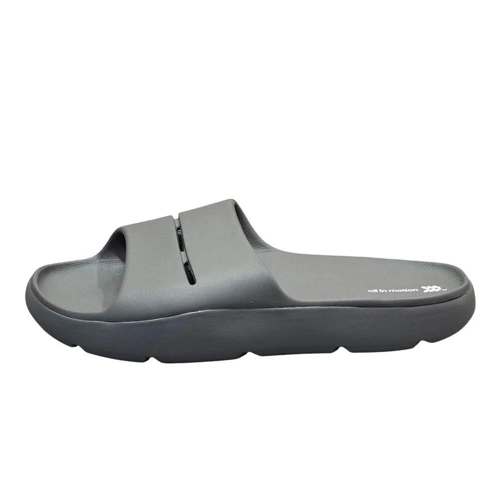 All in Motion Mens Archie Recovery Slide Sandals Gray Contoured Footbed Slip‎ On